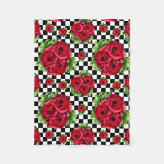 Rosen-Blumenstrauß-BlumenLiebe Rockabilly Fleecedecke