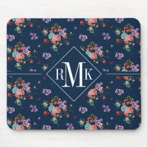 Rosen-Blumenstrauß-Blumenmuster des Monogramm-  Mousepad