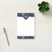 Rosen-Blumenstrauß-Blumenmuster des Monogramm-| Post-it Klebezettel (Büro)