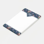 Rosen-Blumenstrauß-Blumenmuster des Monogramm-| Post-it Klebezettel (angewinkelt)