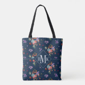 Rosen-Blumenstrauß-Blumenmuster des Monogramm-| Tasche (Rückseite)