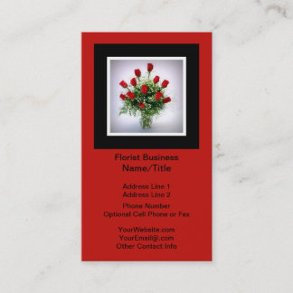 Rosen-Blumenstrauß-vertikales schwarzes Rot des Visitenkarte