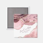 Rosen Blush Agate Save the Date Magnet (Vorderseite/Rückseite)
