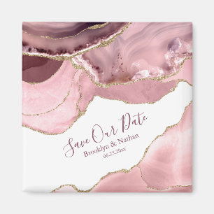 Rosen Blush Agate Save the Date Magnet