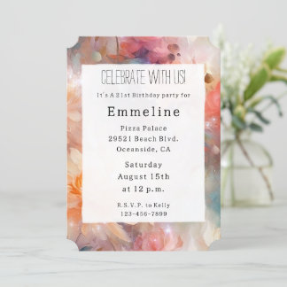 Rosen Blush Peach Orange Bloral Geburtstag Einladung