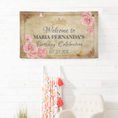 Rosen Blush Pink Butterfly Crown Gold Quinceanera Banner (Insitu)