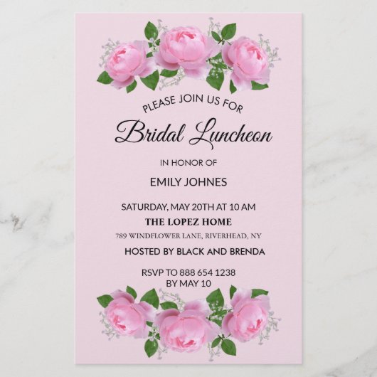 Rosen, Bridal Luncheon Briefpapier (Vorderseite)