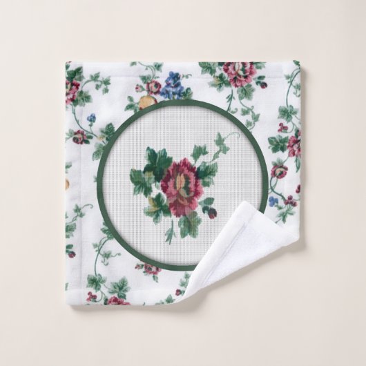 Rosen Cross Stitch Handtuch Set (Waschlappen)