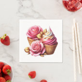 Rosen Cupcakes Serviette (Beispiel)