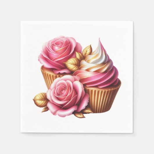 Rosen Cupcakes Serviette (Vorderseite)