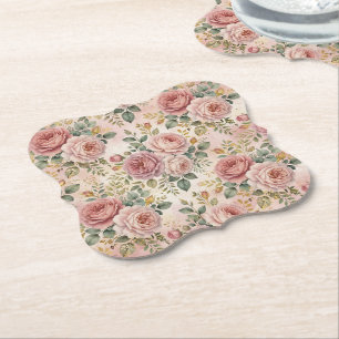 Rosen Dusty Rose Eleganter Charme Sagegrün Gold Untersetzer