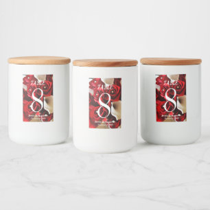 Rosen-elegante Blumen-GoldBalsl mit Blumenhochzeit Lebensmitteletikett