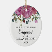 Rosen-elegantes erstes Weihnachten verlobt oder Keramik Ornament (Rechts)