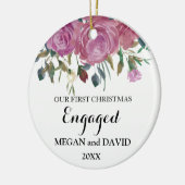 Rosen-elegantes erstes Weihnachten verlobt oder Keramik Ornament (Links)