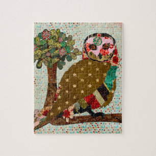 Rosen-Eulen-Blumenpuzzlespiel Puzzle