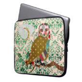 Rosen-Eulen-Grün-Damast-Computer-Hülse Laptopschutzhülle (Vorderseite Links)