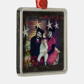 Rosen-Eulen-Starry NachtFoto-Verzierung Silbernes Ornament (Rechts)