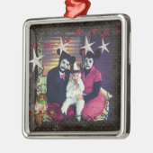 Rosen-Eulen-Starry NachtFoto-Verzierung Silbernes Ornament (Links)