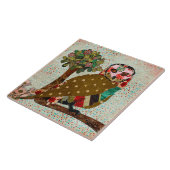 Rosen-Eulen-Vintage Fliese (Seite)