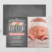 Rosen-Fahnen-Tafel-Rosa-Taufe-Einladung Einladung (Vorne/Hinten)