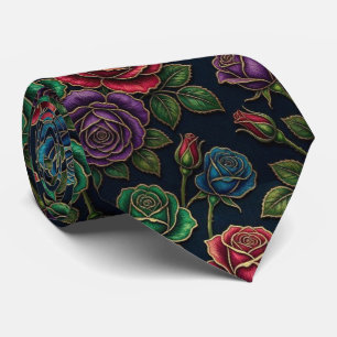 Rosen Faux-Seide Juwel-Ton + Gold Gentleman's Krawatte