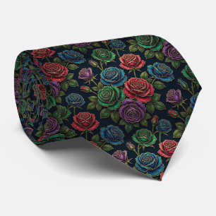 Rosen Faux-Seide Juwel-Ton + Gold Gentleman's Krawatte