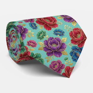 Rosen Faux-Seide   Juwel-Ton + Gold Gentleman's Krawatte