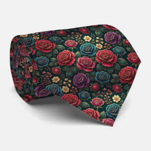 Rosen Faux-Seide Juwel-Ton + Gold Gentleman's Krawatte