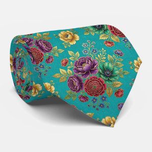 Rosen Faux-Seide Juwel-Ton + Gold Gentleman's Krawatte