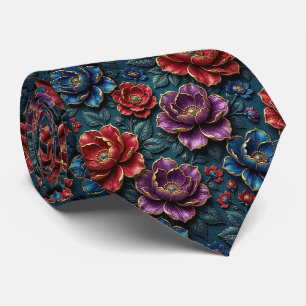 Rosen Faux-Seide   Juwel-Ton + Gold Gentleman's Krawatte