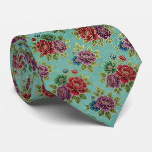 Rosen Faux-Seide Juwel-Ton + Gold Gentleman's Krawatte