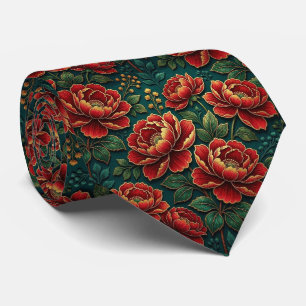Rosen Faux-Seide   Juwel-Ton + Gold Gentleman's Krawatte