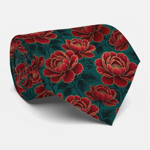 Rosen Faux-Seide   Juwel-Ton + Gold Gentleman's Krawatte