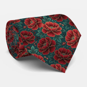 Rosen Faux-Seide   Juwel-Ton + Gold Gentleman's Krawatte