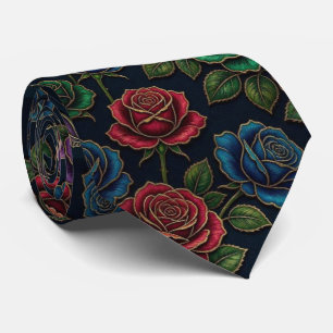 Rosen Faux-Seide   Juwel-Ton + Gold Gentleman's Krawatte