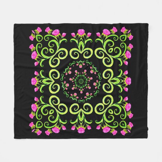 Rosen-Fiesta-Party Fleecedecke (Vorderseite (Horizontal))