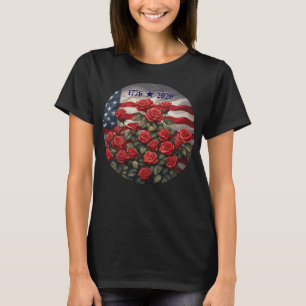 Rosen-Flagge Amerikas 250. Jubiläums-T-Shirt T-Shirt