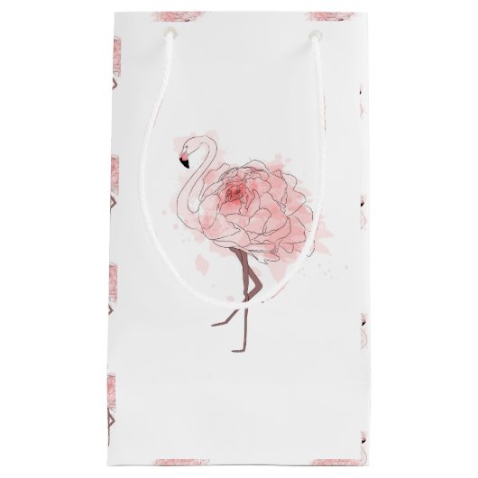 Rosen-Flamingo Kleine Geschenktüte (Vorderseite)