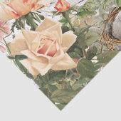 Rosen Flora Bird Nest Pink Französisch Script Deco Seidenpapier (Detail)