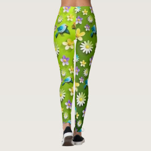 Rosen floral grün rote Leggings lifewomenstyle