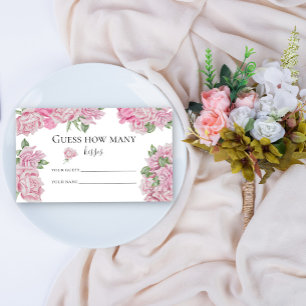 Rosen floral - rate wie viele Küsse Brautspiel Begleitkarte