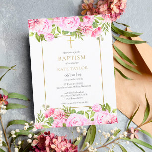 Rosen Florale Taufe Tauf Einladung