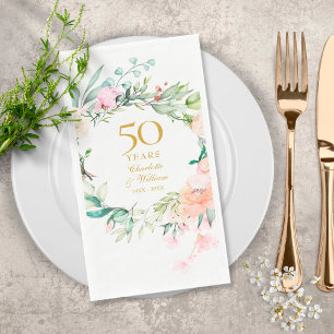 Rosen Florale zum 50. Hochzeitstag Serviette