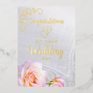 Rosen Foto Christliche Hochzeitskarte Goldfolie Folieneinladung