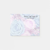 Rosen-Foto-Rosablau verblaßte Ihr Name Post-it Klebezettel (Vorderseite)
