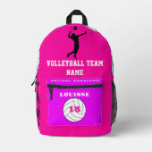 Rosen fuchsienrosa Rucksack-Volleyballmannschaft Bedruckter Rucksack (Vorderseite)