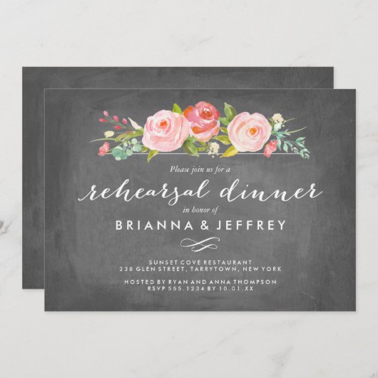 Rosen Garden Blumengarten Probe Abendessen Einladung (Vorne/Hinten)