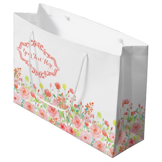Rosen-Garten Große Geschenktüte (Vorderseite Schrägansicht)