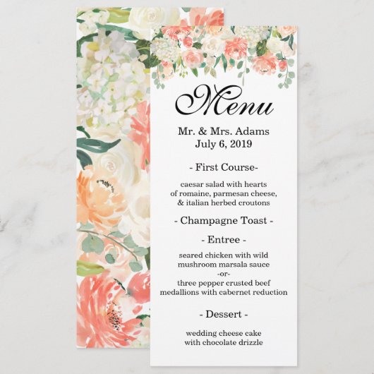 Rosen-Garten Menükarte (Vorne/Hinten)