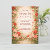 Rosen-Garten-Valentinstag-Party Einladung (Stehend Vorderseite)